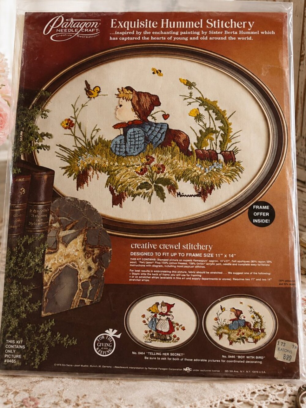 Vintage 1978 Paragon Hummel “Boy With Bird” Crewel Embroidery Kit #0465 NOS**